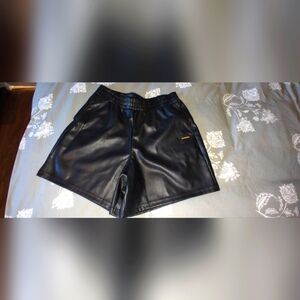 Leather. high waist elastic fashion shorts . fabletics shorts